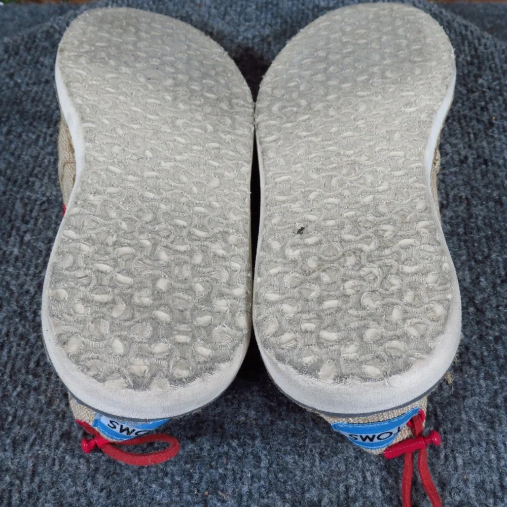 TOMS Bimini Women's Slip On Boat Shoes Size 6.5 Casual Summer Beige Burlap Red‎